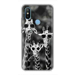 Силіконовий чохол з КАРТИНКАМИ літо для Xiaomi Mi6X (AlphaPrint) (Жирафи в окулярах)
