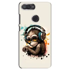 Чехол с Обезьянами Xiaomi Mi 8 Lite - (AlphaPrint) (Макака в наушниках)