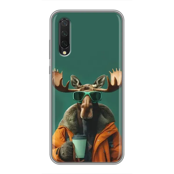 Чохол з принтом «Лось з кавою» для Xiaomi Mi 9 Lite
