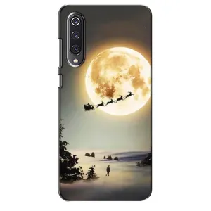 Новорічні, Святкові Чохли для Xiaomi Mi 9 SE - 2024 год (Санта на місяці)