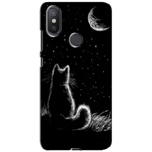 Чехол с принтом для Xiaomi Mi A2 Lite (AlphaPrint) Модные коты (Котик и луна)