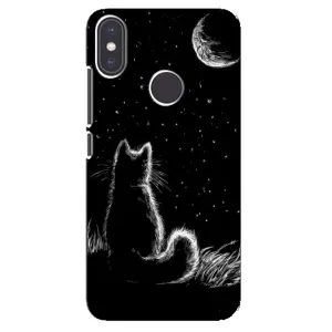 Чехол с принтом для Xiaomi Mi A2 (AlphaPrint) Модные коты (Котик и луна)