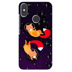 Чехлы с картинкой Лисички для Xiaomi Mi A2 (VPrint) (Лисички космонавты)