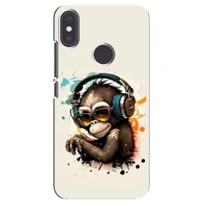 Чехол с Обезьянами Xiaomi Mi A2 - (AlphaPrint) (Макака в наушниках)