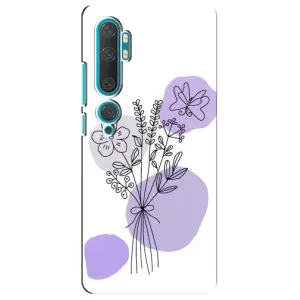 Силконовий чохол з принтом в квітах на Xiaomi Mi Note 10 (Букет фіолетова абстракція)
