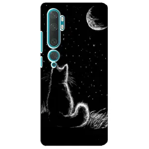 Чохол з принтом для Xiaomi Mi Note 10 (AlphaPrint) Модні коти (Котик і місяць)