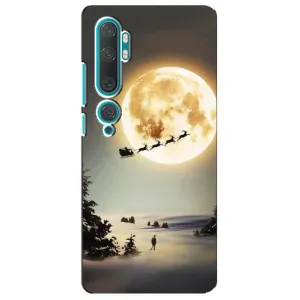 Новорічні, Святкові Чохли для Xiaomi Mi Note 10 - 2024 год (Санта на місяці)