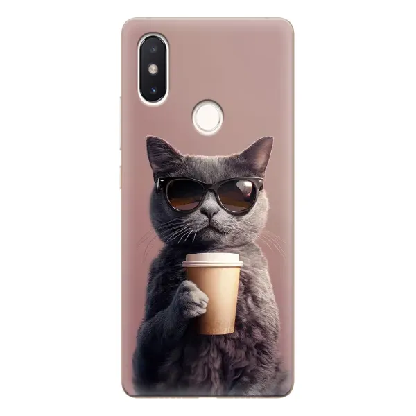 Чохол з принтом «Кіт з кавою» для Xiaomi Mi 8 SE