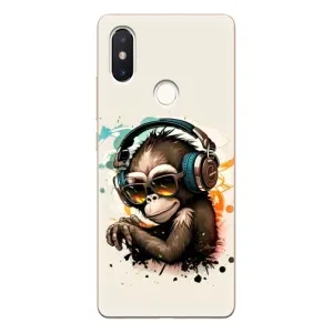 Чехол с Обезьянами Xiaomi Mi8 Special Edition - (AlphaPrint) (Макака в наушниках)