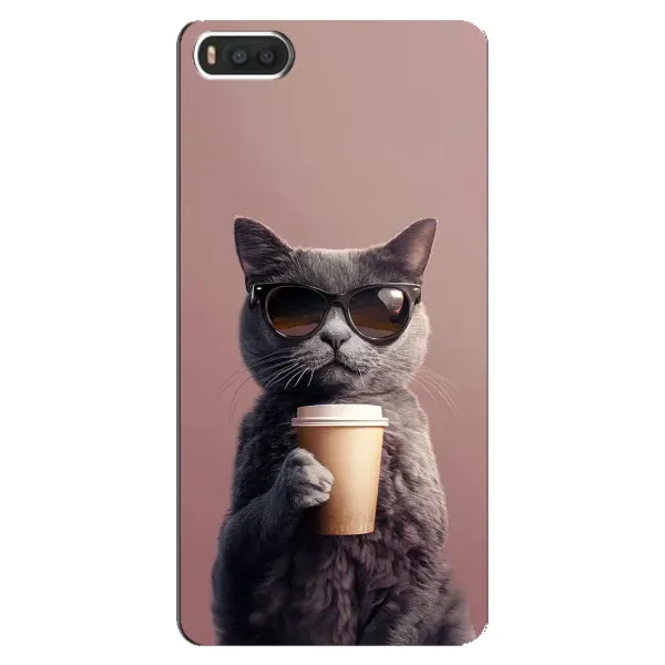 Чохол з принтом «Кіт з кавою» для Xiaomi Mi8