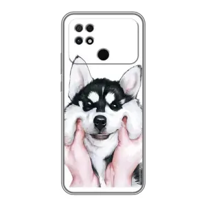 Чехлы с собаками для Xiaomi POCO C40 (VPrint) (Довольный Хаски)