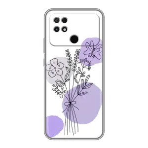 Силконовий чохол з принтом в квітах на Xiaomi POCO C40 (Букет фіолетова абстракція)