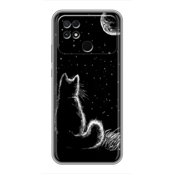 Чехол с принтом «Котик и луна» для Xiaomi POCO C40 Чехол с принтом «Котик и луна» для Xiaomi POCO C40