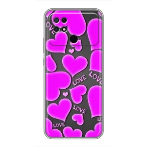 Чехлы для любимой на Поко С40 (VPrint) (Pink hearts)