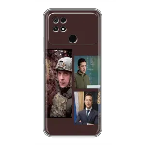 Чехол для Xiaomi POCO C40 (AlphaPrint - с принтом Зеленского) (Президент)
