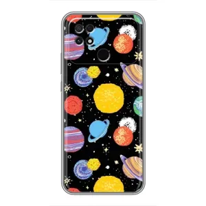 Космические Чехлы для Поко С40 (VPrint) (Рисованные планеты)