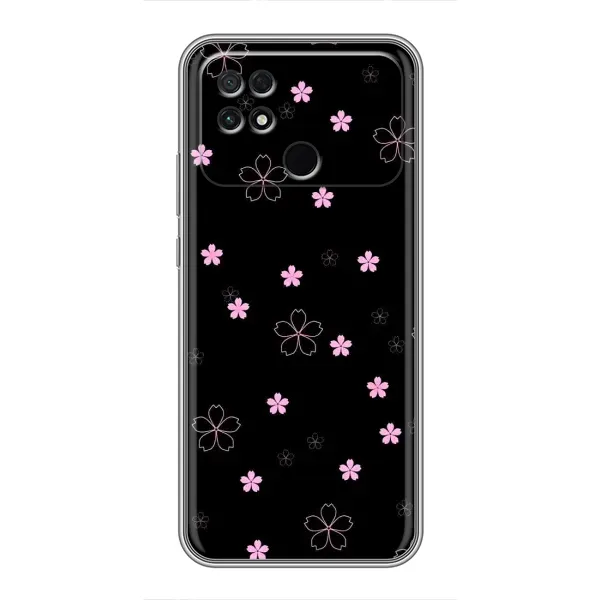 Чохол з принтом «Рожеві квіти на чорному» для Xiaomi POCO C40