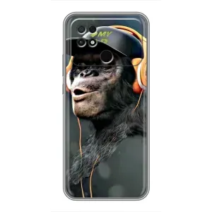 Чехол с Обезьянами Xiaomi POCO C40 - (AlphaPrint) (В наушниках)
