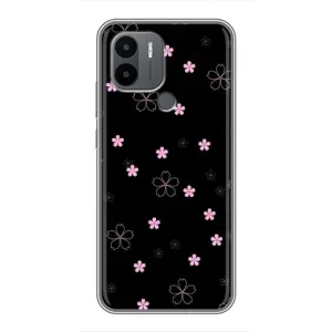 Чохол з розовим принтом для Xiaomi Poco C50 (Рожеві квіти на чорному)