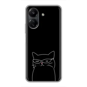 Чехол с рисунком кот на Xiaomi POCO C65 (Равнодушный кот)