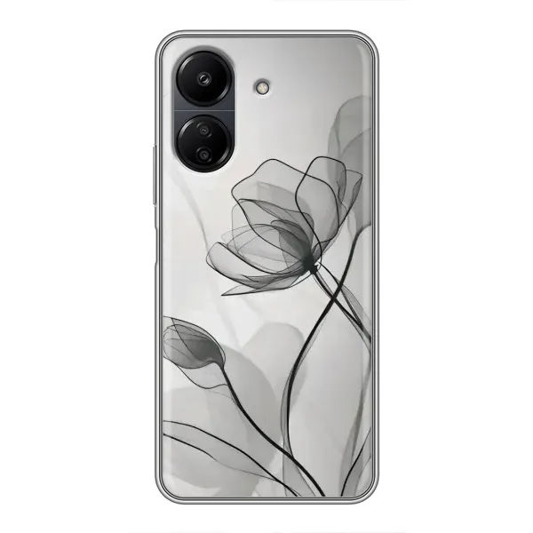 Чехол с принтом «Черные цветы» для Xiaomi POCO C65 Чехол с принтом «Черные цветы» для Xiaomi POCO C65