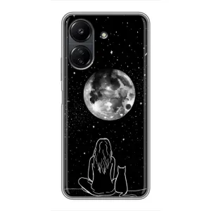 Чехол с рисунком кот на Xiaomi POCO C65 (Девушка с котом)
