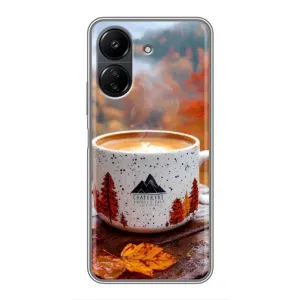 Чехол с уникальным дизайном «Осень с кофе» для Xiaomi POCO C65 (Кофе на природе)