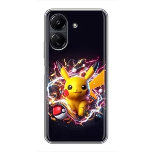 Чехол с Пикачу на Xiaomi POCO C65 (Пикачу с мячом)
