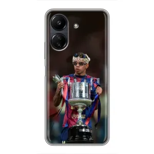 Чехол с футболистом Ламин Ямаль Xiaomi POCO C65 (Ямаль с кубком)