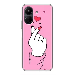 Чехол с принтом для Xiaomi POCO C65 (AlphaPrint - Знак сердечка)