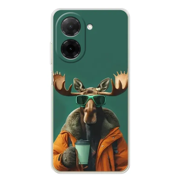 Чохол з принтом «Лось з кавою» для Xiaomi Poco C71