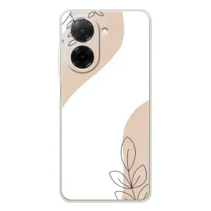 Силиконовый чехол с принтом в цветах на Xiaomi Poco C71 (Нюдовая веточка абстракция)