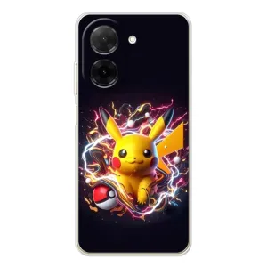 Чехол с Пикачу на Xiaomi Poco C71 (Пикачу с мячом)
