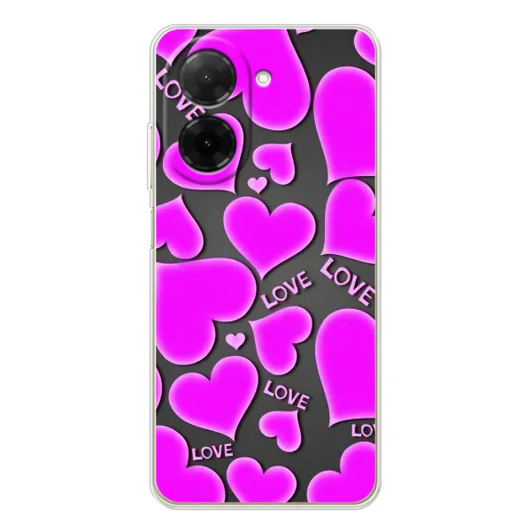 Чохол з принтом «Pink hearts» для Xiaomi Poco C71 Чохол з принтом «Pink hearts» для Xiaomi Poco C71