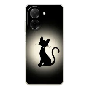 Чехол с принтом для Xiaomi Poco C71 (AlphaPrint) Модные коты (Силуэт котика)