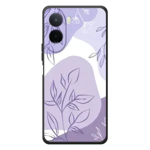 Силконовий чохол з принтом в квітах на Xiaomi Poco C81 Pro (Фіолетове листя абстракція)