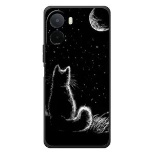 Чехол с принтом для Xiaomi Poco C81 Pro (AlphaPrint) Модные коты (Котик и луна)