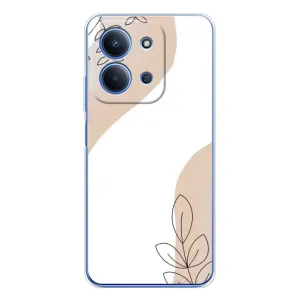 Силиконовый чехол с принтом в цветах на Xiaomi Poco C85 (Нюдовая веточка абстракция)