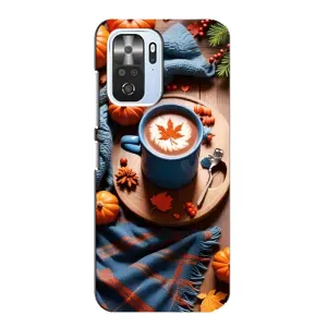 Чехол с уникальным дизайном «Осень с кофе» для Xiaomi POCO F3 (Кофе и тыковки)