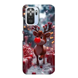 Яркий чехол для Xiaomi POCO F3 с Зимними Оленятами (Олень среди подарков)