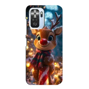 Яркий чехол для Xiaomi POCO F3 с Зимними Оленятами (Олень с шарфом)