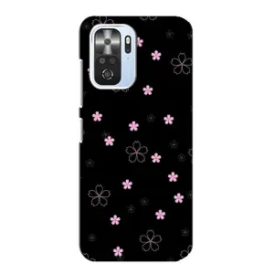 Чохол з розовим принтом для Xiaomi POCO F3 (Рожеві квіти на чорному)