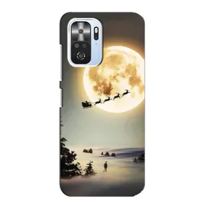 Новогодние, Праздничные Чехлы для Xiaomi POCO F3 - 2024 год (Санта на луне)
