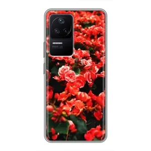 Чохли з квітами для Xiaomi POCO F4 (5G) (VPrint) (Квіти червоні)