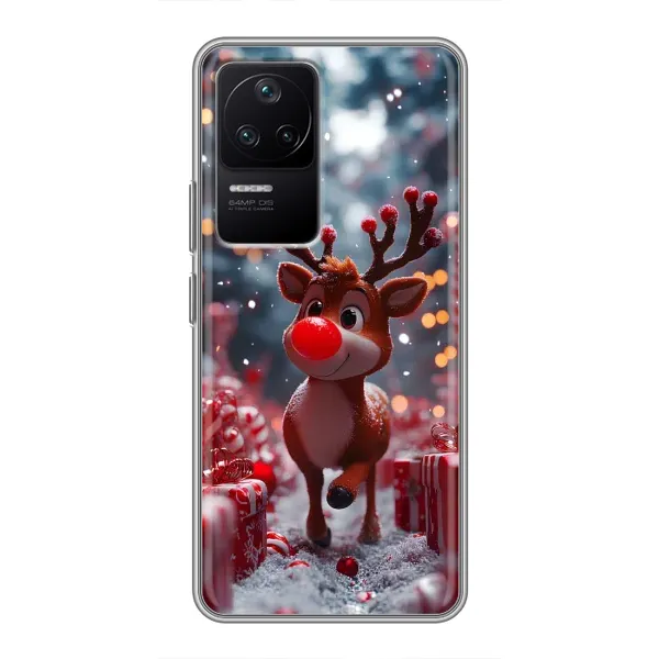 Чехол с принтом «Олень среди подарков» для Xiaomi POCO F4 (5G)