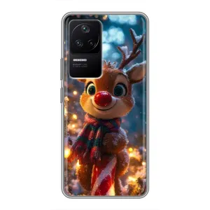Яскравий чохол для Xiaomi POCO F4 (5G) з Зимові Оленята (Олень з шарфом)