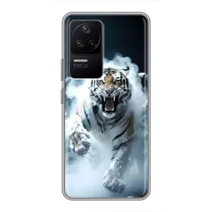 Чохол з картинкою 'Хижаки' для Xiaomi POCO F4 (5G) (Білий тигр у диму)