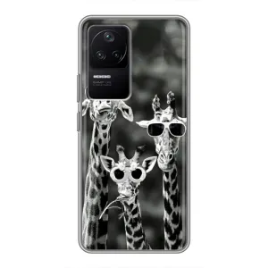 Силіконовий чохол з КАРТИНКАМИ літо для Xiaomi POCO F4 (5G) (AlphaPrint) (Жирафи в окулярах)