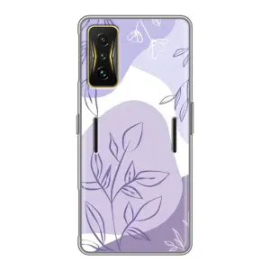 Силиконовый чехол с принтом в цветах на Xiaomi POCO F4 GT (Фиолетовые листья абстракция)
