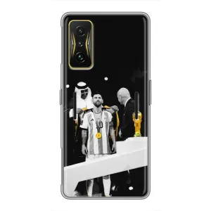 Чехлы для Xiaomi POCO F4 GT (Leo чемпион) (AlphaPrint) (Месси в накидке)